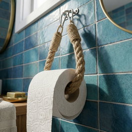 Hanah Home Soporte de papel higiénico Rope001 de madera maciza